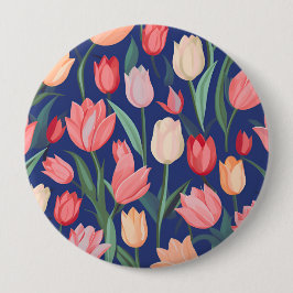 Bóton Redondo 10.16cm Padrão das tulipas