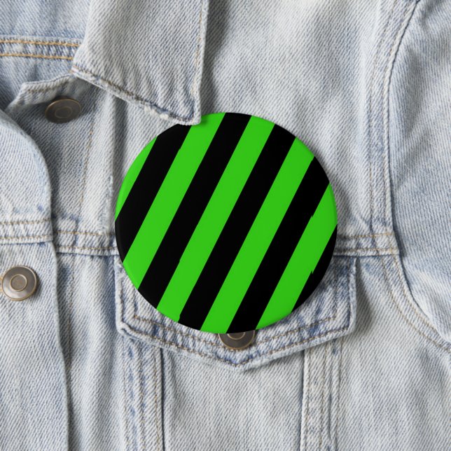 Bóton Redondo 10.16cm Padrão de faixas diagonais verdes e pretas (In Situ)