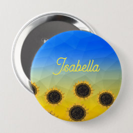 Bóton Redondo 10.16cm Padrão de malha geométrica da Ucrânia Flor Seu nom