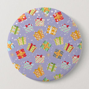 Bóton Redondo 10.16cm padrão de presentes de Natal