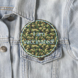 Bóton Redondo 10.16cm Padrão Militar de Camo Estou Vacinado