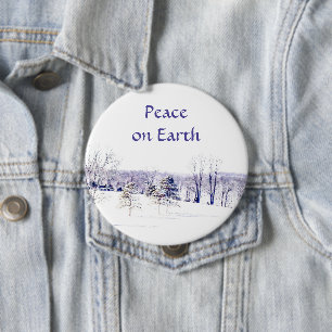 Bóton Redondo 10.16cm Paisagem de inverno de neve