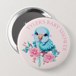 Bóton Redondo 10.16cm Papagaio Azul, Bonito e Adorável