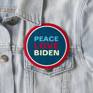 Bóton Redondo 10.16cm Peace Love BIDEN Red Blue Giant