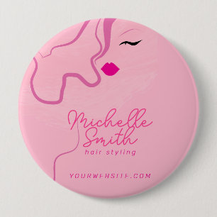 Bóton Redondo 10.16cm Pêlos cor-de-rosa minimalista modernos estilizando