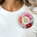 Bóton Redondo 10.16cm Peônias Florais Rosa Rosa Elegante Doce 16<br><div class="desc">Burgundy elegante,  rosa e pêssegos Botão personalizado de 16 festas de aniversário doce. Personalizado com a idade do convidado de honra. Entre em contato comigo para obter assistência com suas personalizações ou para solicitar outros produtos Zazzle correspondentes ou coordenadores para o seu evento.</div>