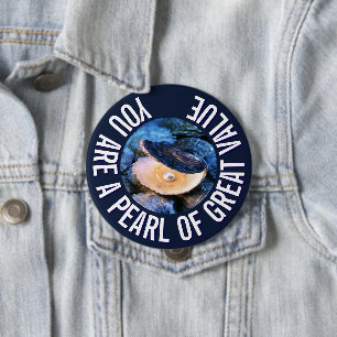 Bóton Redondo 10.16cm Pérola de OYSTER do Christian Personalizado do Val