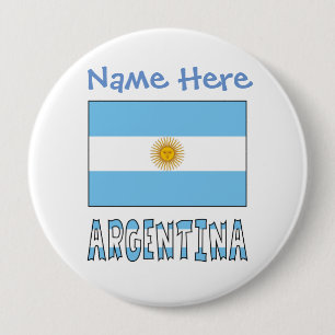 Bóton Redondo 10.16cm Personalização Azul do Sinalizador Argentina