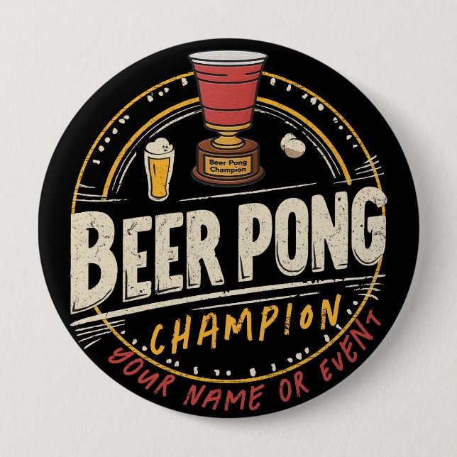 Bóton Redondo 10.16cm Ping Pong Beer League Personalizado (Frente)