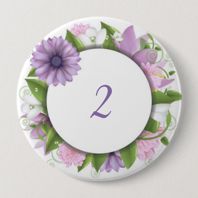 Bóton Redondo 10.16cm Pino floral de aniversário (Frente)