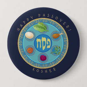 Bóton Redondo 10.16cm Placa Pesach Kosher do Passover
