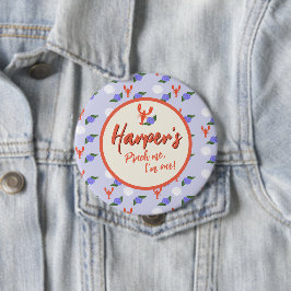 Bóton Redondo 10.16cm "Prendam-Me! Sou um" Aniversário de Lagosta Costei