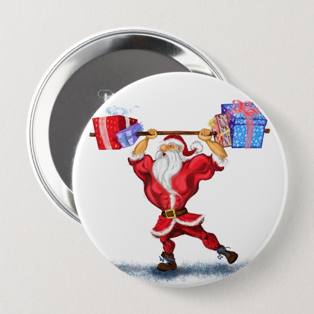 Bóton Redondo 10.16cm Presente de Botão de Natal engraçado com Papais no (Frente & Verso)