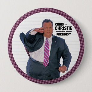 Bóton Redondo 10.16cm Presidente de Chris Christie em 2016