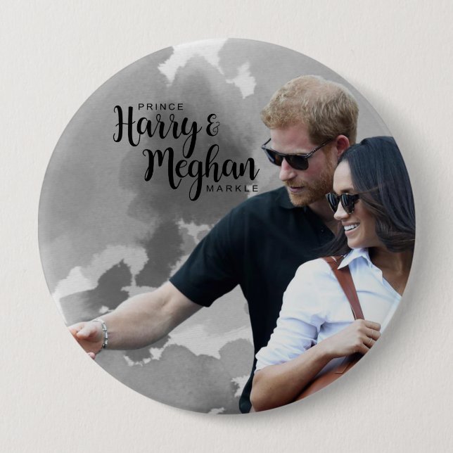 Bóton Redondo 10.16cm Prince Harry & Meghan Markle (Frente)
