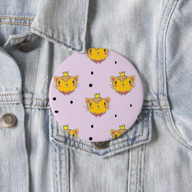 Bóton Redondo 10.16cm Princesa gatinha em roxo (In Situ)