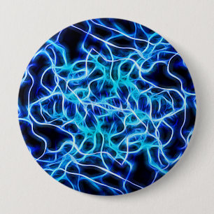 Bóton Redondo 10.16cm Relâmpago de bobina azul-neon elétrico