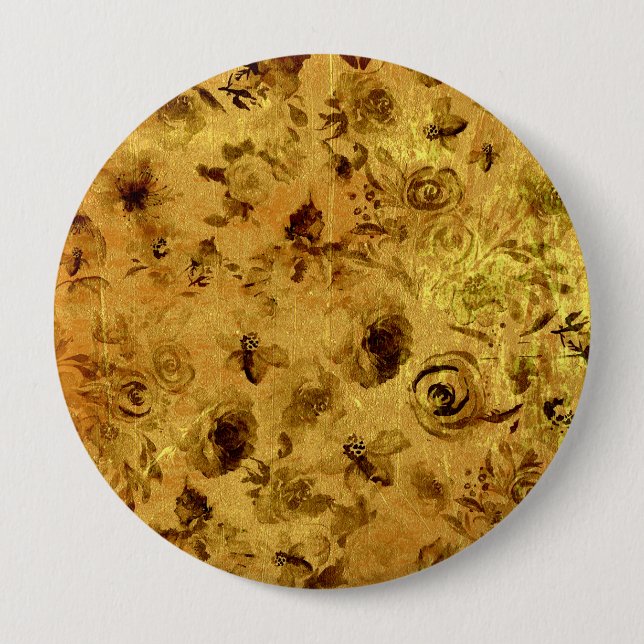 Bóton Redondo 10.16cm Rosas de Aquarela Diferentes (Frente)