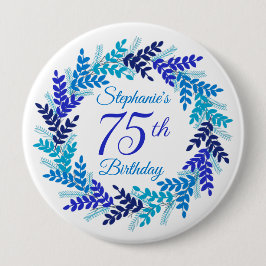 Bóton Redondo 10.16cm Rua Azul Elegante 75º Aniversário