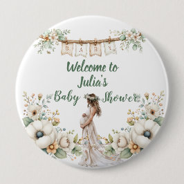 Bóton Redondo 10.16cm Rustic Floral Baby Shower 