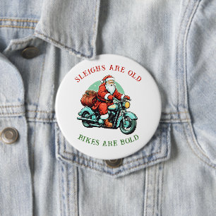Bóton Redondo 10.16cm Santas Joyride Motorcycle Christmas