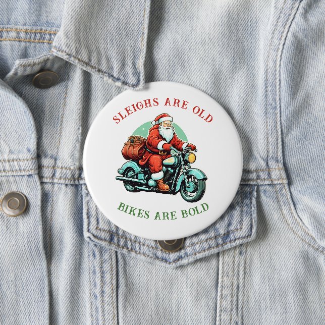 Bóton Redondo 10.16cm Santas Joyride Motorcycle Christmas (In Situ)