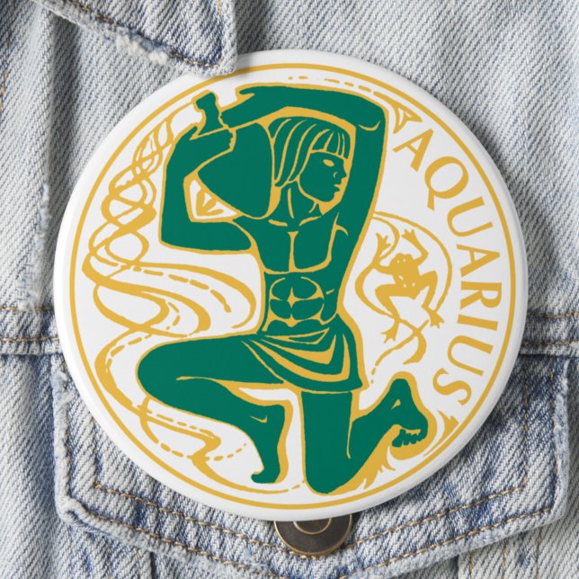 Bóton Redondo 10.16cm Símbolo Aquário do Zodíaco em um (Criador carregado)