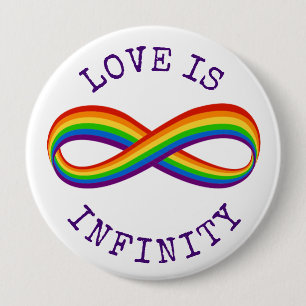 Bóton Redondo 10.16cm Símbolo de Amor Infinito do Rainbow Orgulho gay