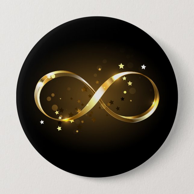 Bóton Redondo 10.16cm Símbolo Infinity do ouro (Frente)