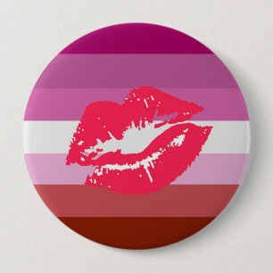 Bóton Redondo 10.16cm Sinalizador do Orgulho Lésbico Lipstick