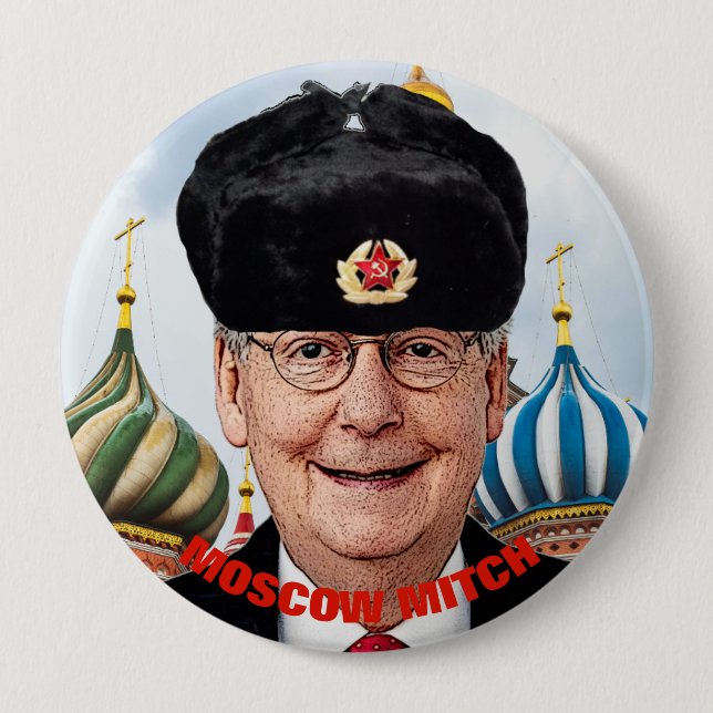Bóton Redondo 10.16cm Sorrindo Moscovo Mitch McConnell (Frente)