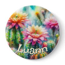 Suculentas Cactos Floridos Aquarela Personalizados