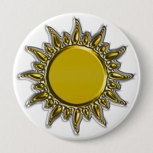 Bóton Redondo 10.16cm Sun brilhante Dourado metálico gravado