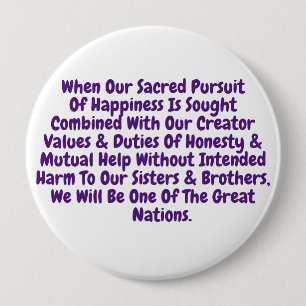 Bóton Redondo 10.16cm T-Shirt Short Reminder To Live Our Sacred Values