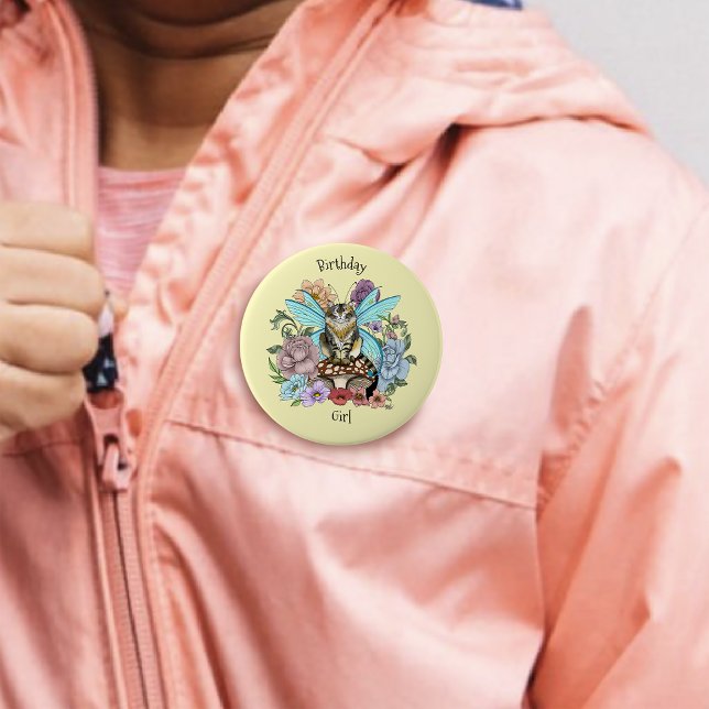 Bóton Redondo 10.16cm Tablet Fairy Cat Mushroom Floral (Criador carregado)