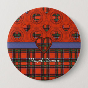 Bóton Redondo 10.16cm Tartan real do Scottish da xadrez do clã de