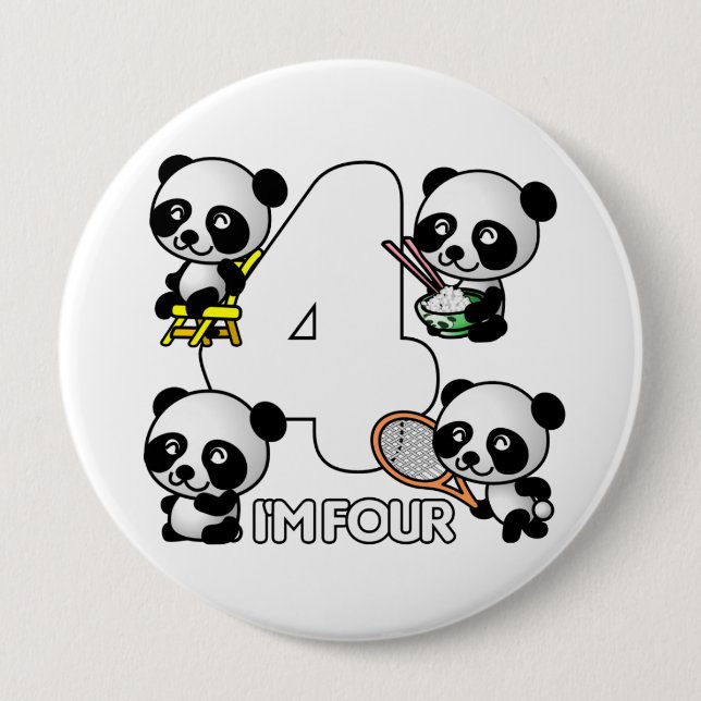 Bóton Redondo 10.16cm Tecla PANDAS QUATRO (Frente)