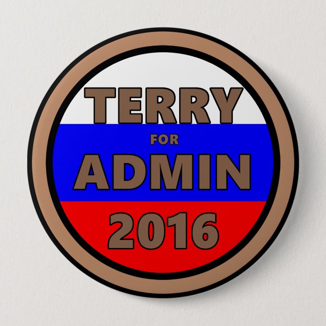 Bóton Redondo 10.16cm Terry para o botão do Admin 2016 (Frente)