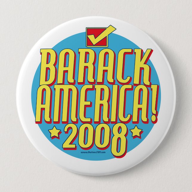 Bóton Redondo 10.16cm Texto de Barack América (Frente)