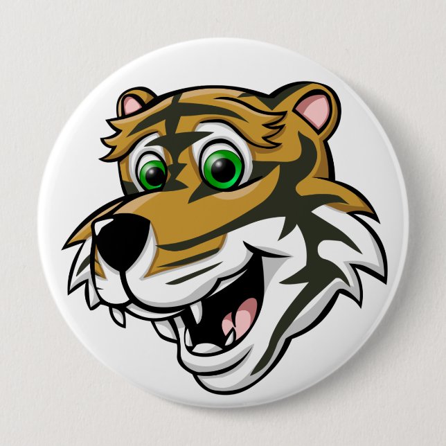 Bóton Redondo 10.16cm Tigre dos desenhos animados (Frente)