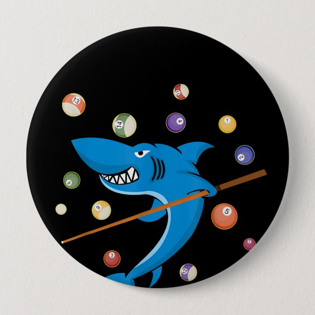 Bóton Redondo 10.16cm Tinta de Mesa do Billiard Shark 8 Ball Player (Frente)