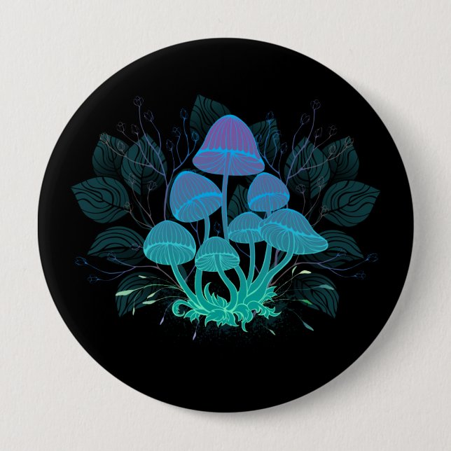 Bóton Redondo 10.16cm Toadstools em arbustos (Frente)