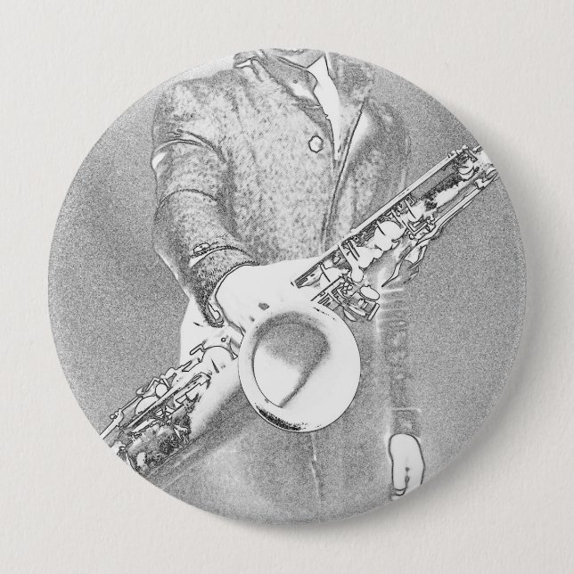Bóton Redondo 10.16cm tocador de saxofone (Frente)