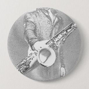 Bóton Redondo 10.16cm tocador de saxofone