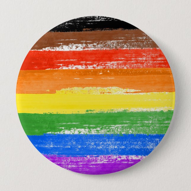 Bóton Redondo 10.16cm TQIA+ Pintura do Orgulho LGBTQIA (Frente)