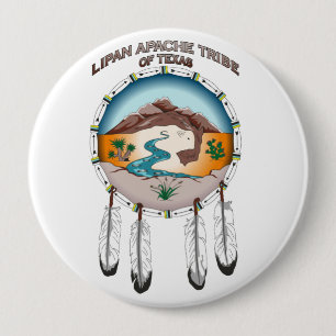 Bóton Redondo 10.16cm Tribo de Lipan Apache de Texas botão redondo de 4