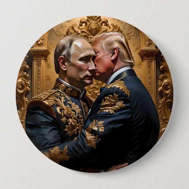 Bóton Redondo 10.16cm Trump e Putin Embrace (Frente)
