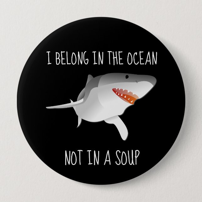 Bóton Redondo 10.16cm Tubarões Salvam Aleta Finning Conservação Meio Amb (Frente)