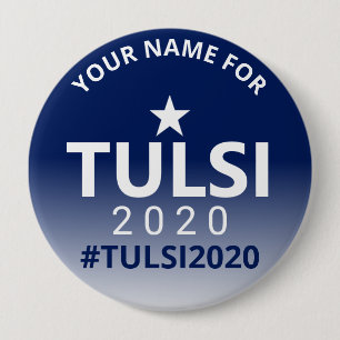 Bóton Redondo 10.16cm Tulsi 2020 Campanha eleitoral nos EUA