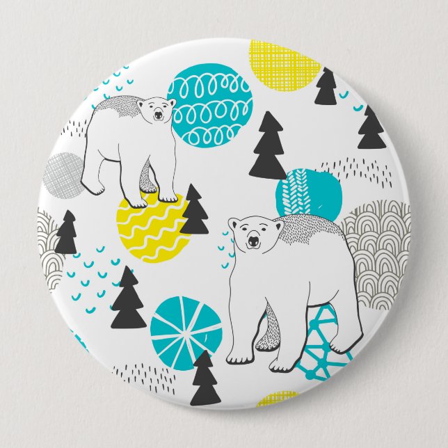 Bóton Redondo 10.16cm Urso polar (Frente)